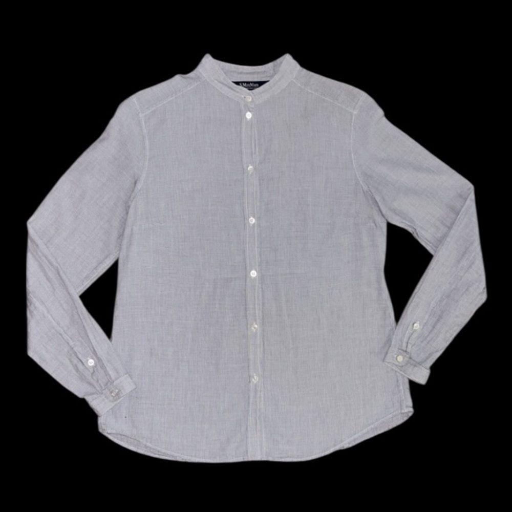 ‘S MaxMara Lightweight Button Up Stan Up Collar Shirt in White Size Medium